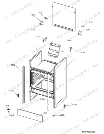 Взрыв-схема плиты (духовки) Zanussi ZCM551NX - Схема узла Housing 001